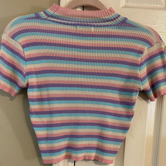 Striped Multicolor Ribbed Women's Top - Picture 3 of 5